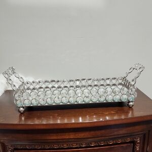 Elegant Crystal Decorative Mirrored Vanity Organizer Tray